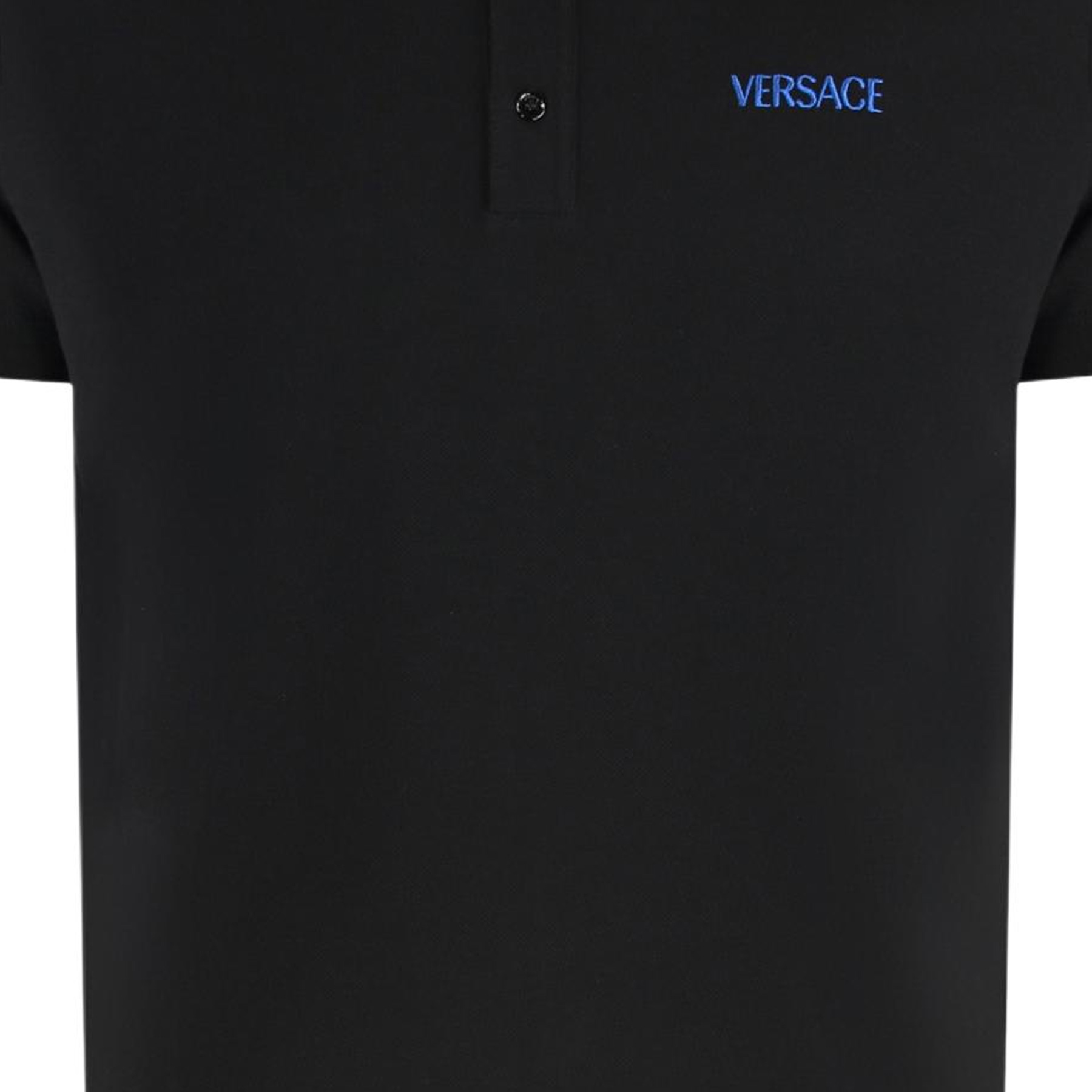 Поло с логотипом и узорчатым воротником VERSACE, черный — фото 4
