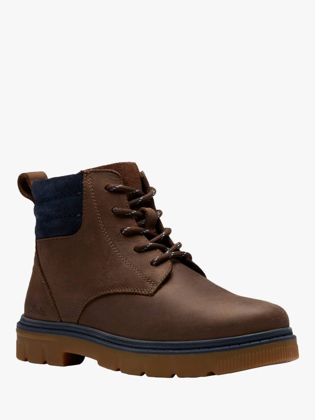 Ботинки детские Clarks Lorcam Trail кожаные на шнуровке, Dark Brown — фото 4
