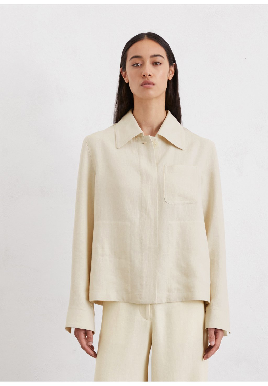 

Топ с длинными рукавами MARC O'POLO OVERSHIRT REGULAR AUS LEINEN-VISKOSE-MIX, кремовый