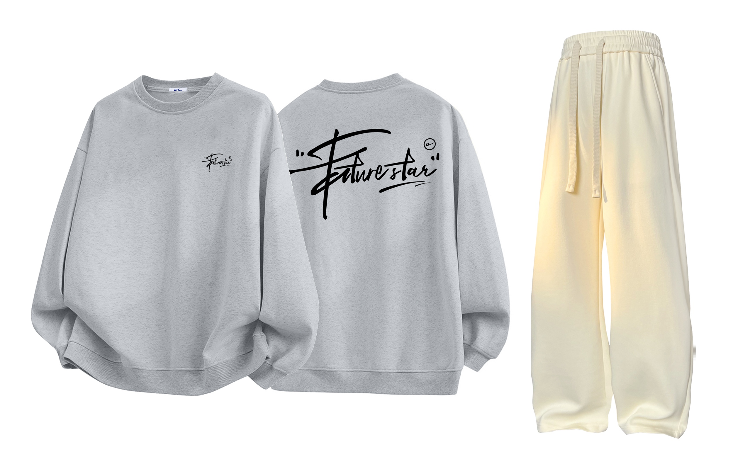 

Свитшот-сет Unisex с круглым вырезом утепленный WARRIOR, светло-heather серый+оранжевый (clothing sets)