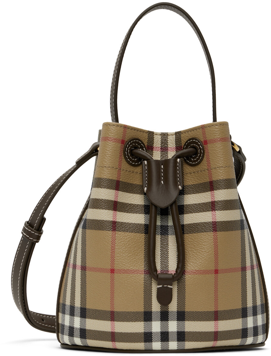 

Бежевая мини-сумка-ведро в клетку Burberry