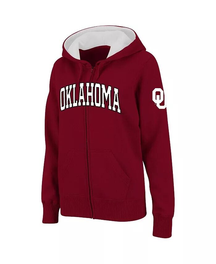 

Женская толстовка с капюшоном и молнией с надписью «Oklahoma Sooners» красного цвета Stadium Athletic