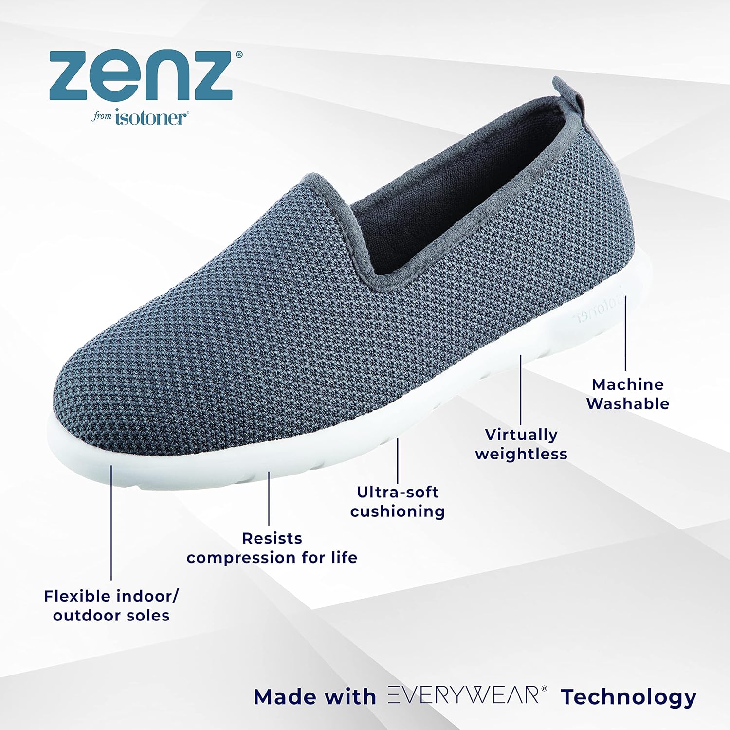 Мужские слипоны Isotoner Zenz, легкие вязаные лоферы с мягкой подкладкой из микротерри, Mineral — фото 2