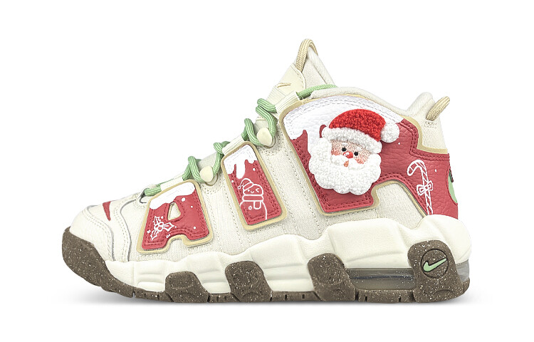 

Баскетбольные кроссовки Air More Uptempo Vintage женские, среднего размера, бежевый/красный/зеленый Nike