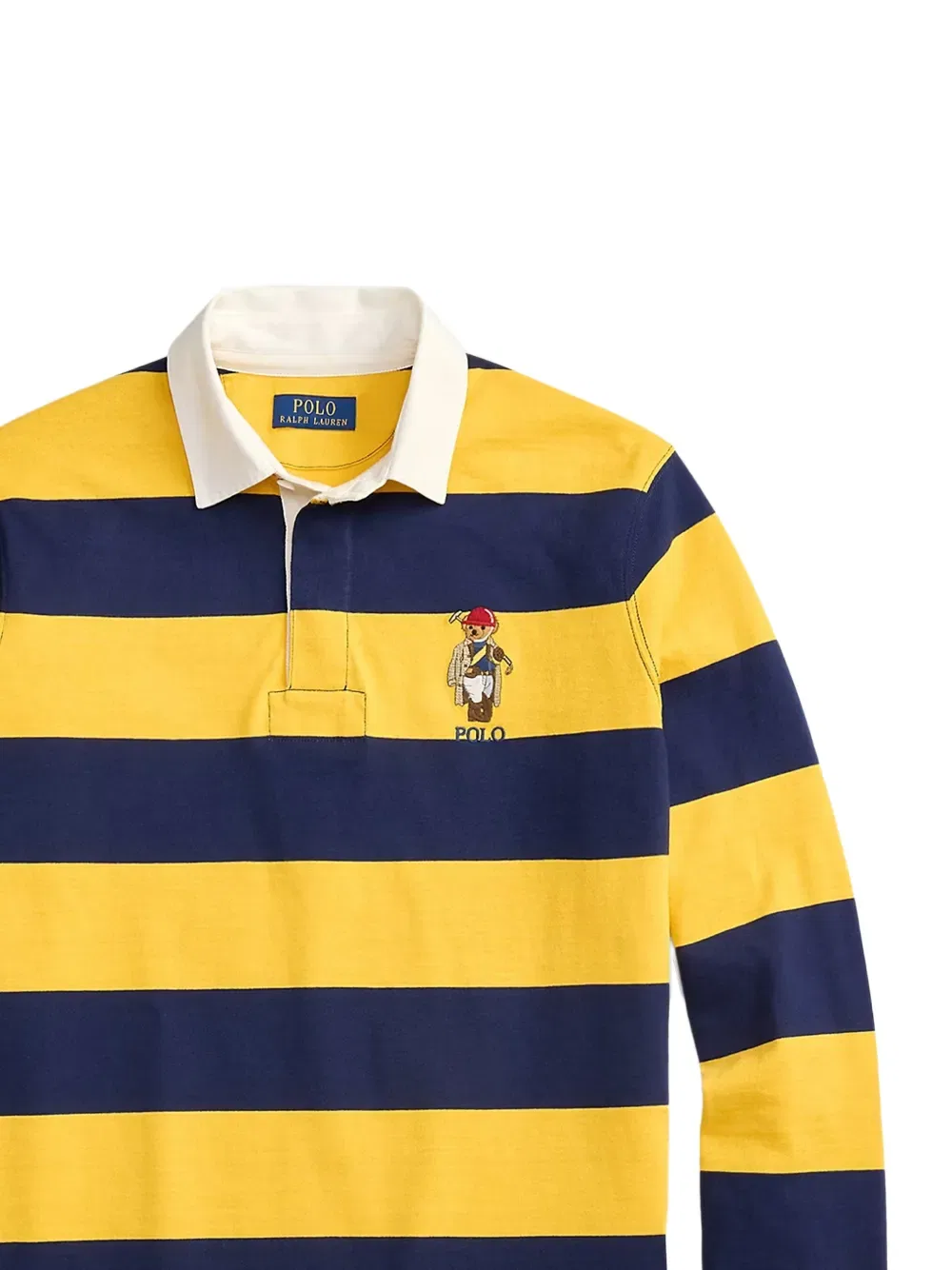Полосатая вышитая рубашка поло Polo Ralph Lauren, желтый — фото 2