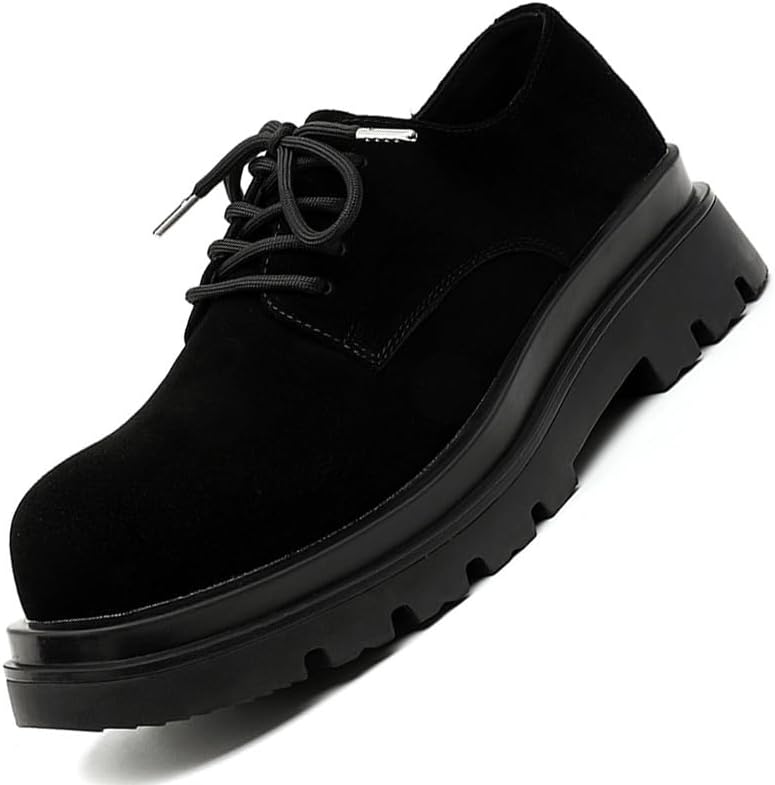 

Мужские модные массивные повседневные оксфорды из замши, туфли-дерби, увеличивающие рост, для повседневной носки и работы Gezykao, черный