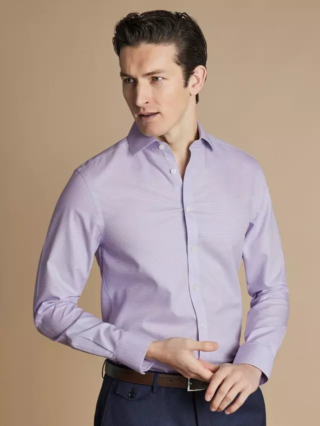 

Рубашка Charles Tyrwhitt Cotton Slim Fit Cutaway Collar, цвет lilac