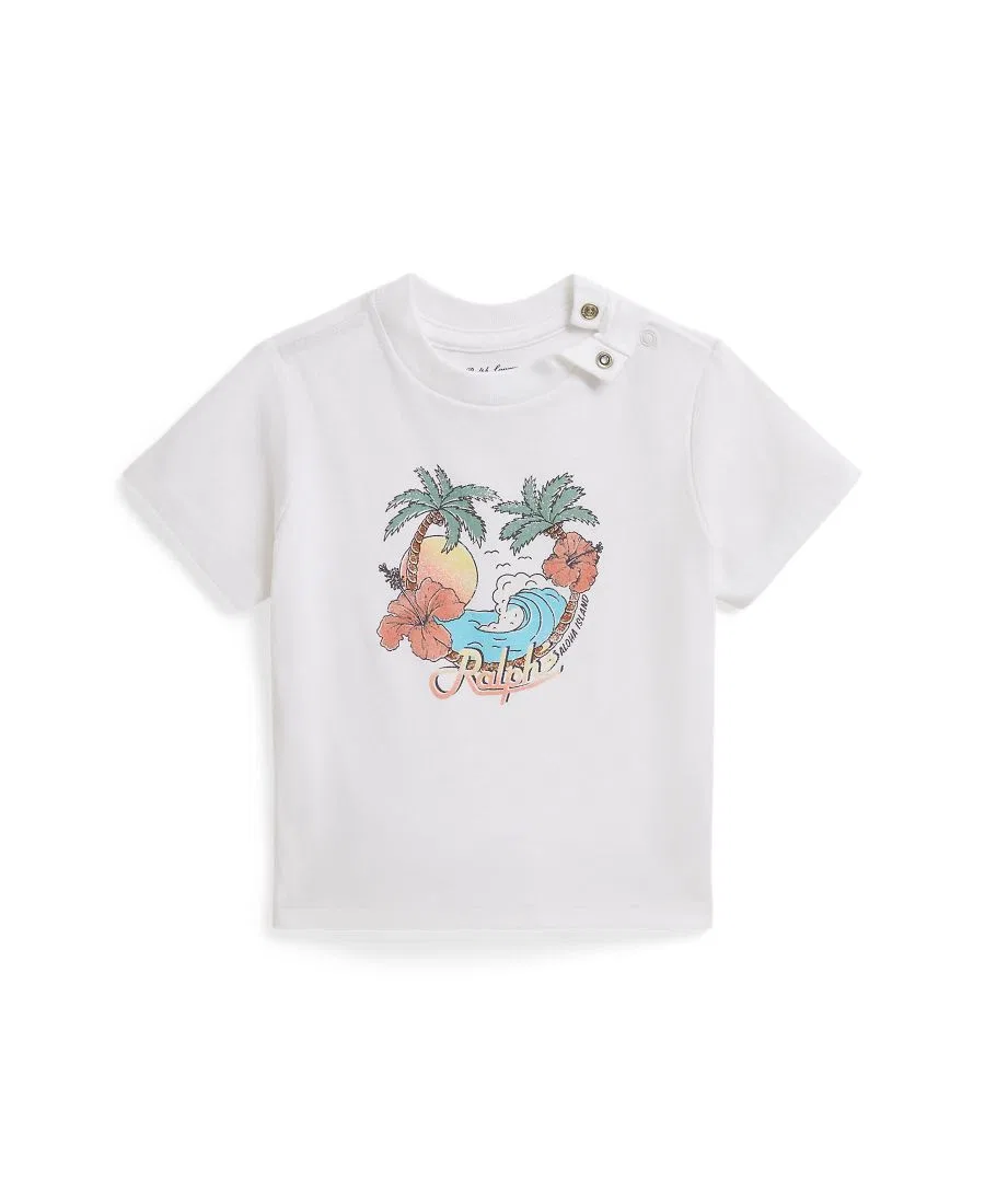 Детская футболка с круглым вырезом и графическим принтом для мальчиков Polo Ralph Lauren, белый