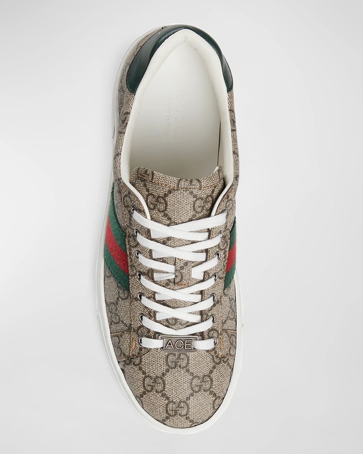 Низкие кеды из парусины с монограммой Ace Gucci, цвет Beige Ebony — фото 4