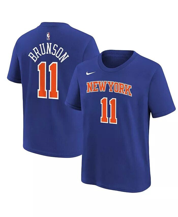 

Футболка с именем и номером для Big Boys and Girls Jalen Brunson Blue New York Knicks Nike