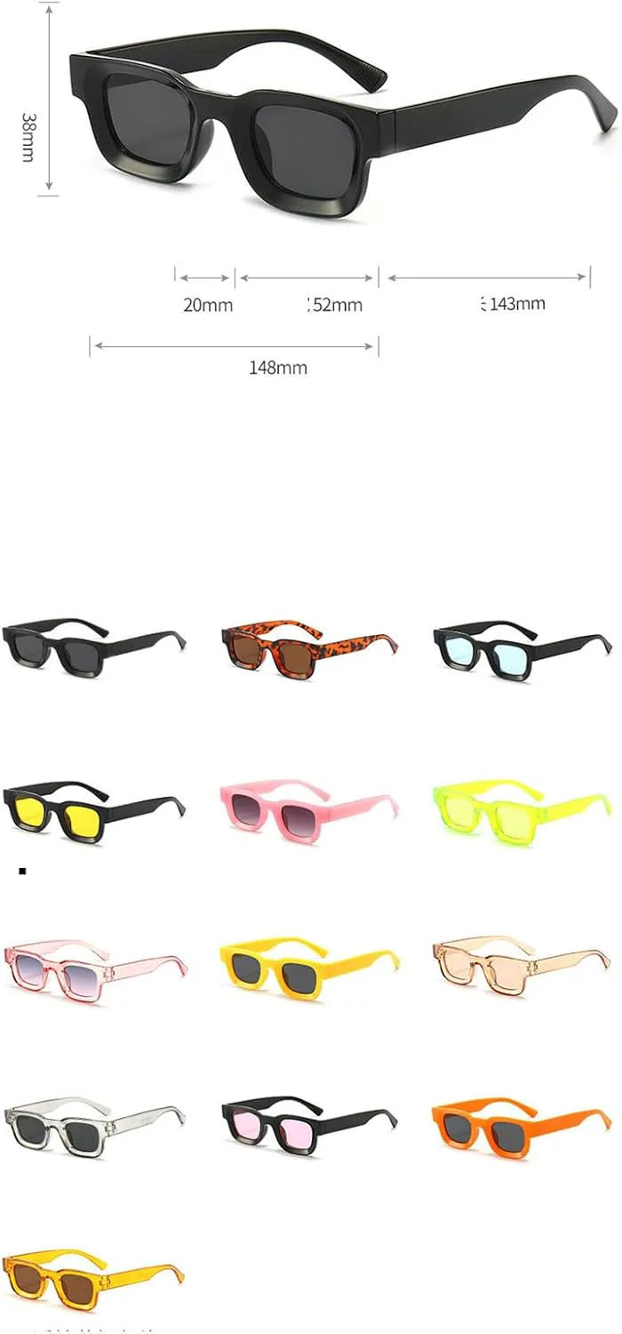 

Willochra Толстые узкие синие солнцезащитные очки для женщин и мужчин, модные ретро-очки в квадратной оправе, массивные прямоугольные солнцезащитные очки, C6