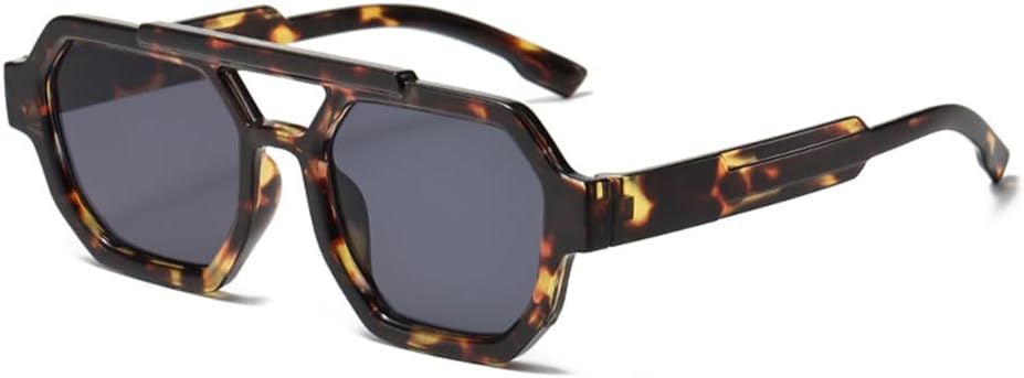 

Солнцезащитные очки UV400 с двойной перемычкой для мужчин и женщин, с прозрачными градиентными линзами, для занятий спортом на открытом воздухе и путешествий UYPTK, Demi Black