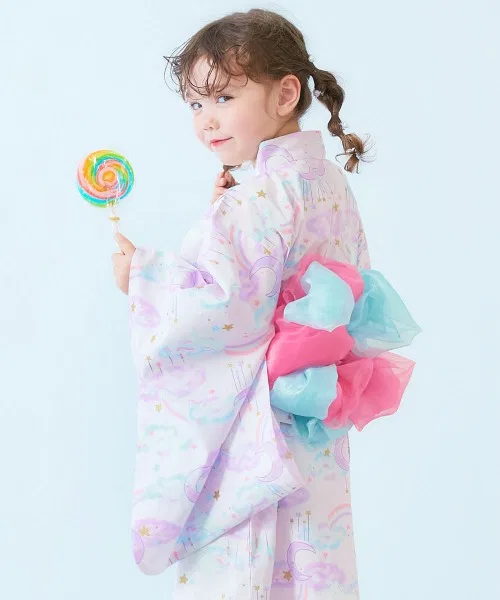 Раздельное кимоно-комбинезон Yukata с двумя поясами, бренд devirock, цвет сиреневый