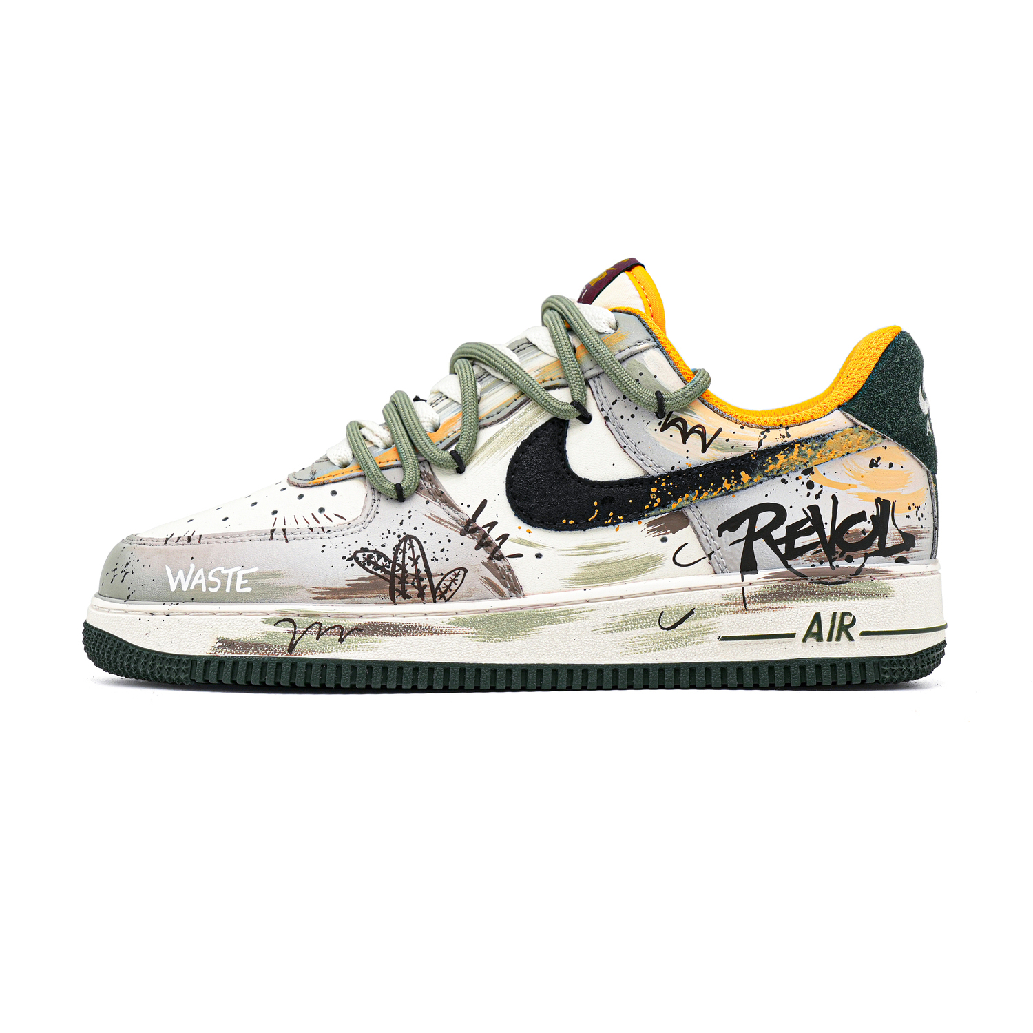 

Air Force 1 Desert Oasis с амортизацией, износостойкие низкие скейтборд кроссовки мужские серо-коричневые Nike, коричневый