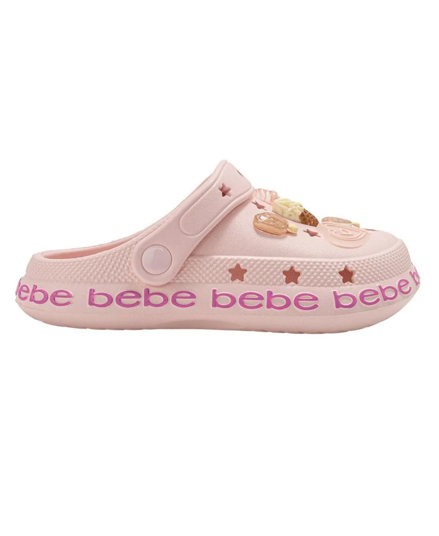 Детские сабо из ЭВА с декоративными элементами и логотипом Bebe, Blush — фото 2