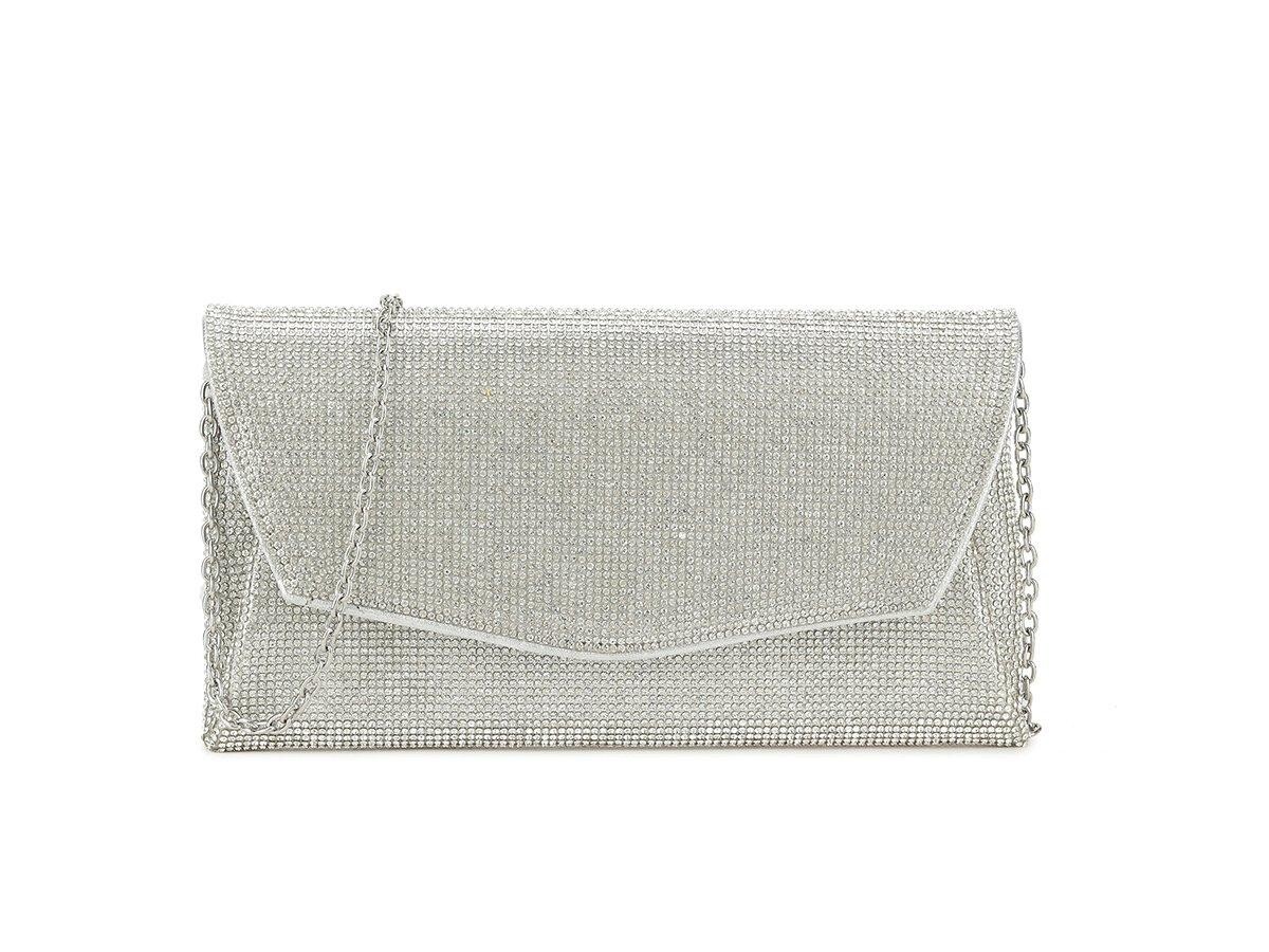 

Клатч-конверт, инкрустированный стразами KOKO COUTURE, серебро