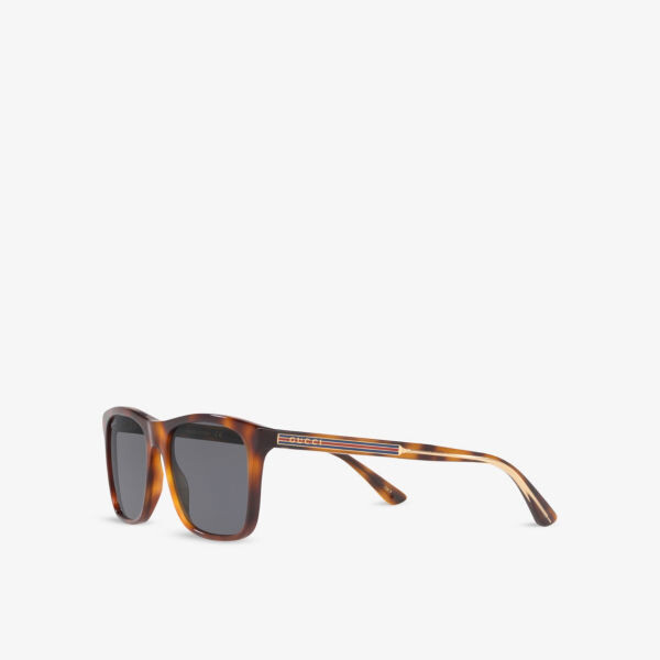 Солнцезащитные очки из ацетата в прямоугольной оправе GG0381SN Gucci, коричневый — фото 3