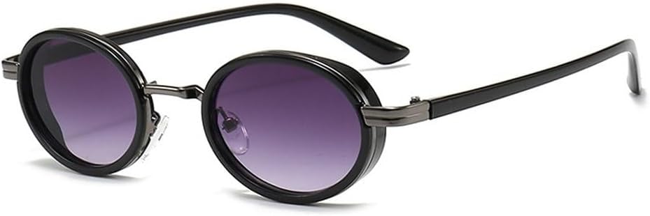 

Маленькие овальные панк-солнцезащитные очки для мужчин, винтажные, полуметаллические, женские, градиентные, UV400, голубые, чайные солнцезащитные очки SKFGNX, Black Gray Gradient