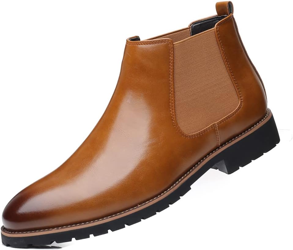 

Мужские ботинки челси Santimon, рабочие, повседневные, классические, без шнурков, из замши, кожаные, ботильоны-чукка, коричневый