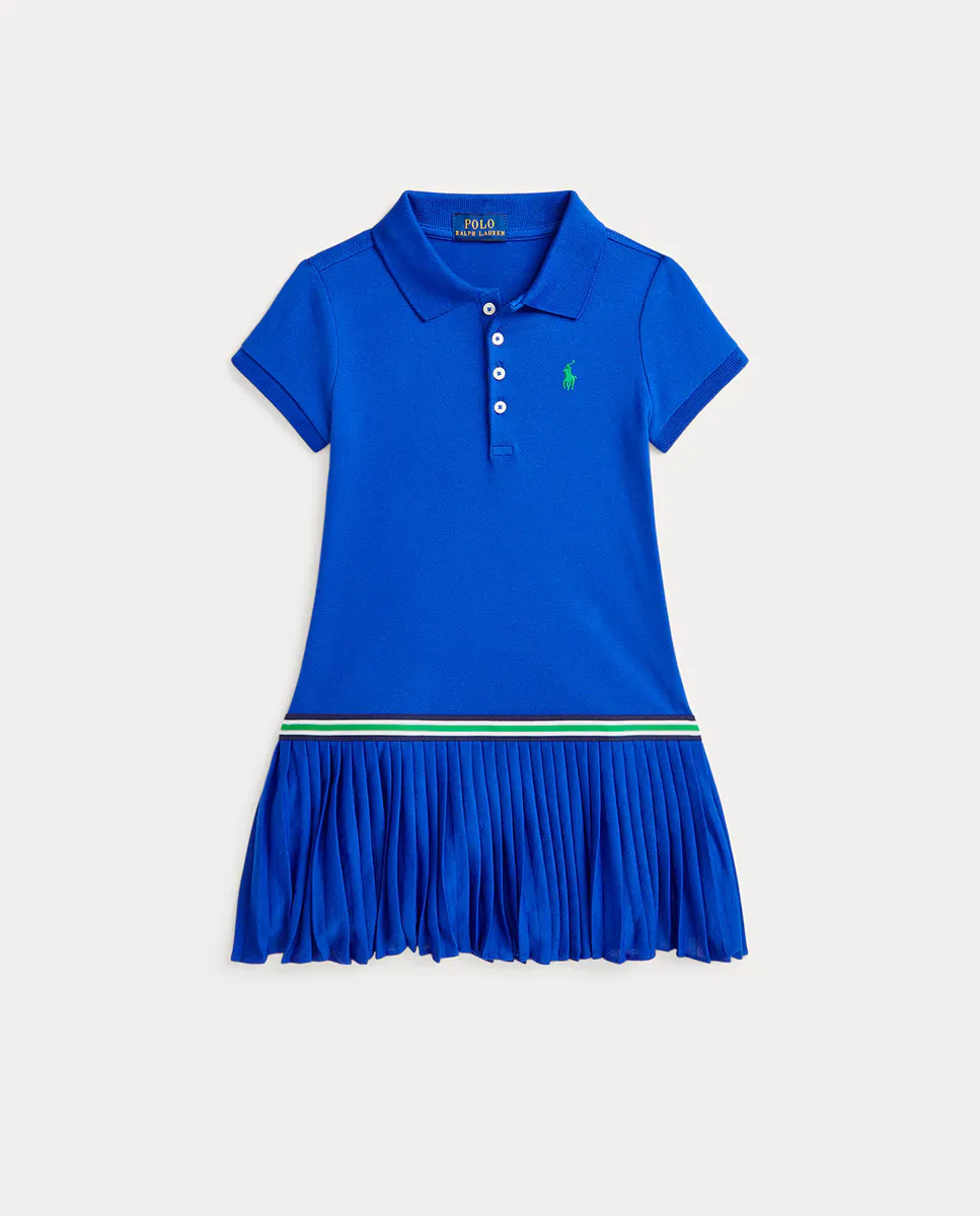 

Хлопковое платье для девочки с вырезом поло Polo Ralph Lauren, синий