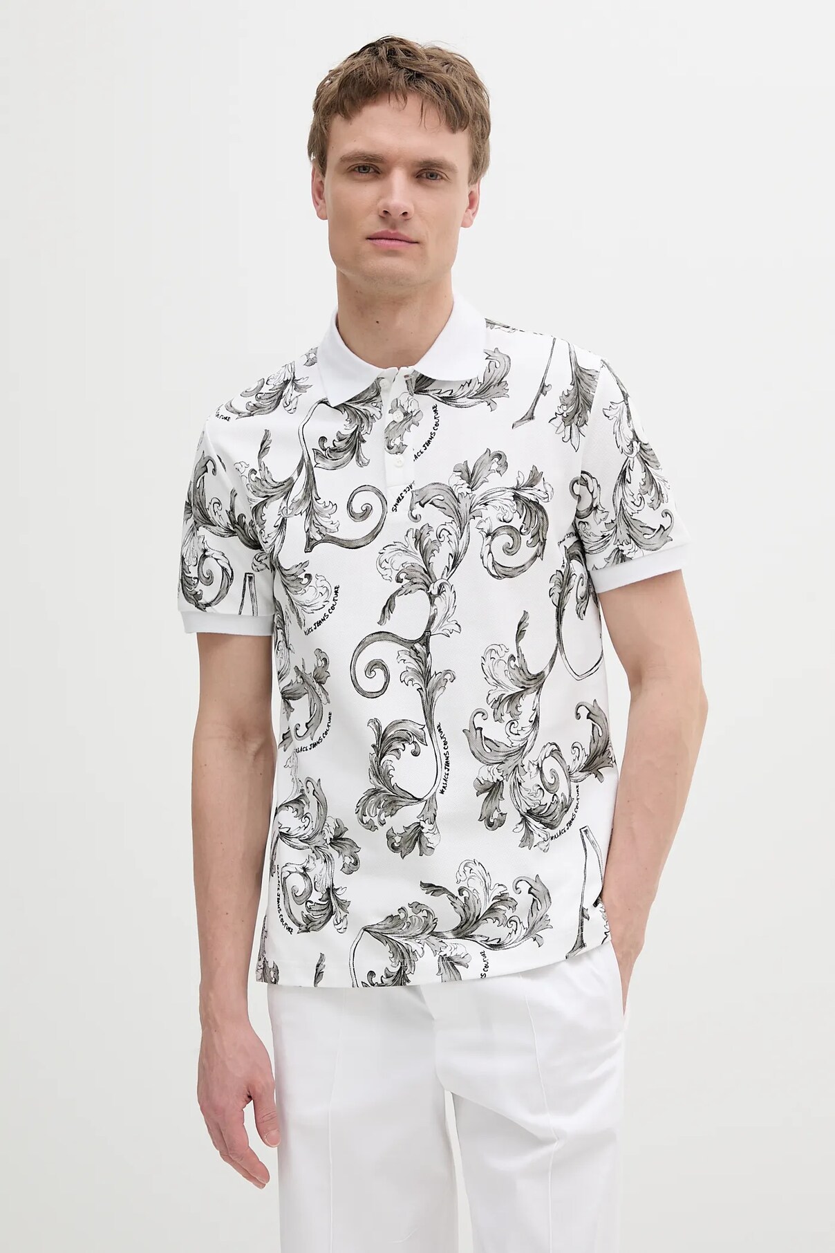 

Поло из хлопка Versace Jeans Couture, белый