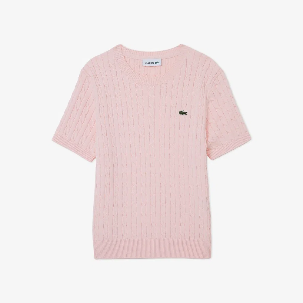 Свитер женский Lacoste с коротким рукавом, розовый