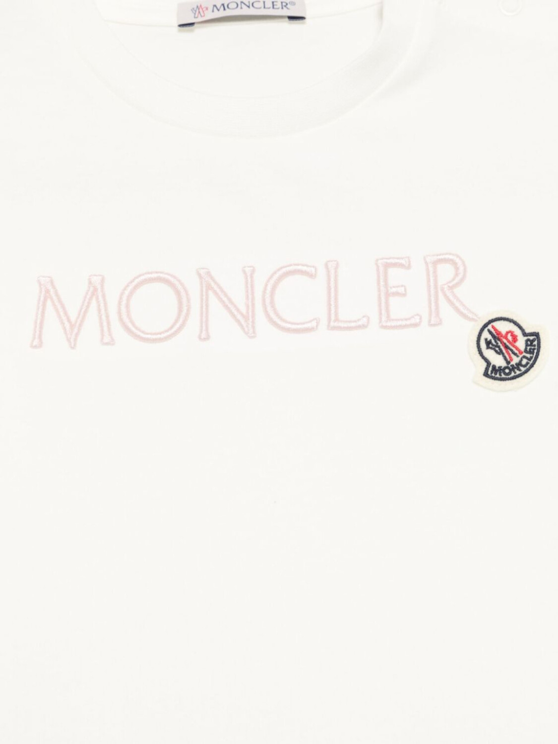 Moncler Enfant футболка с вышитым логотипом, белый — фото 3
