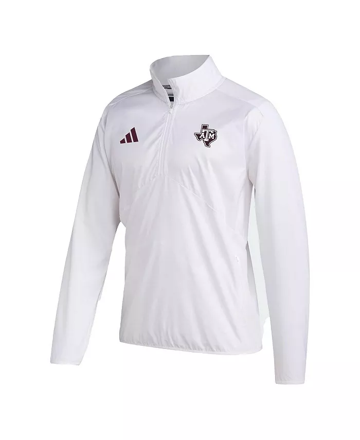 Мужская белая куртка Texas A&M Aggies Sideline AEROREADY с рукавом реглан и молнией до середины груди adidas — фото 3