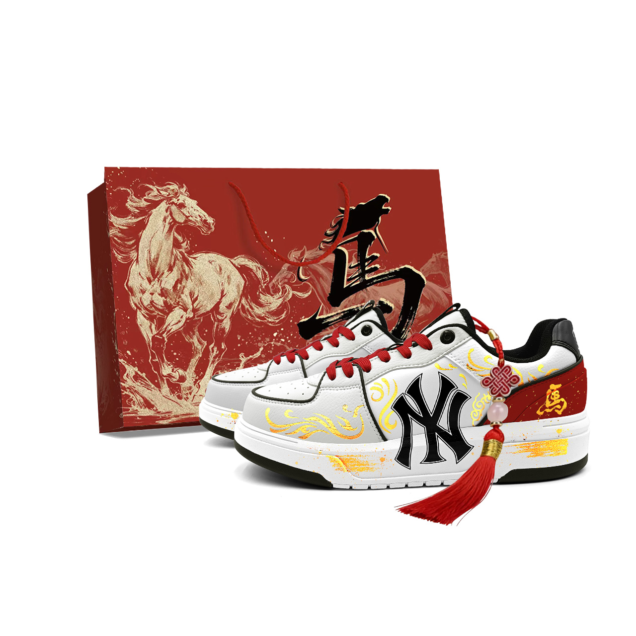 

MLB Кроссовки для скейтбординга Chunky Liner Low top Unisex красные белые gold