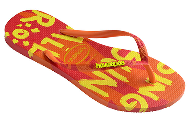 Узкие летние шлепанцы женские цвета окра-оранж Havaianas — фото 2
