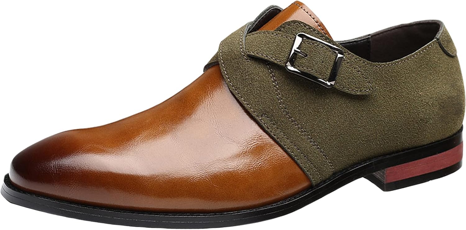 

Мужские классические туфли WKNBEU с ремешком-монашкой, кожаные, с одной пряжкой, деловые и повседневные лоферы, цвета черный и коричневый - US7/UK6/EU39