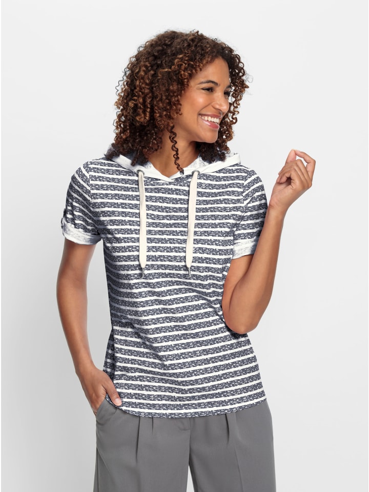 

Рубашка с капюшоном в полоску темно-синего и бежевого цветов WITT WEIDEN