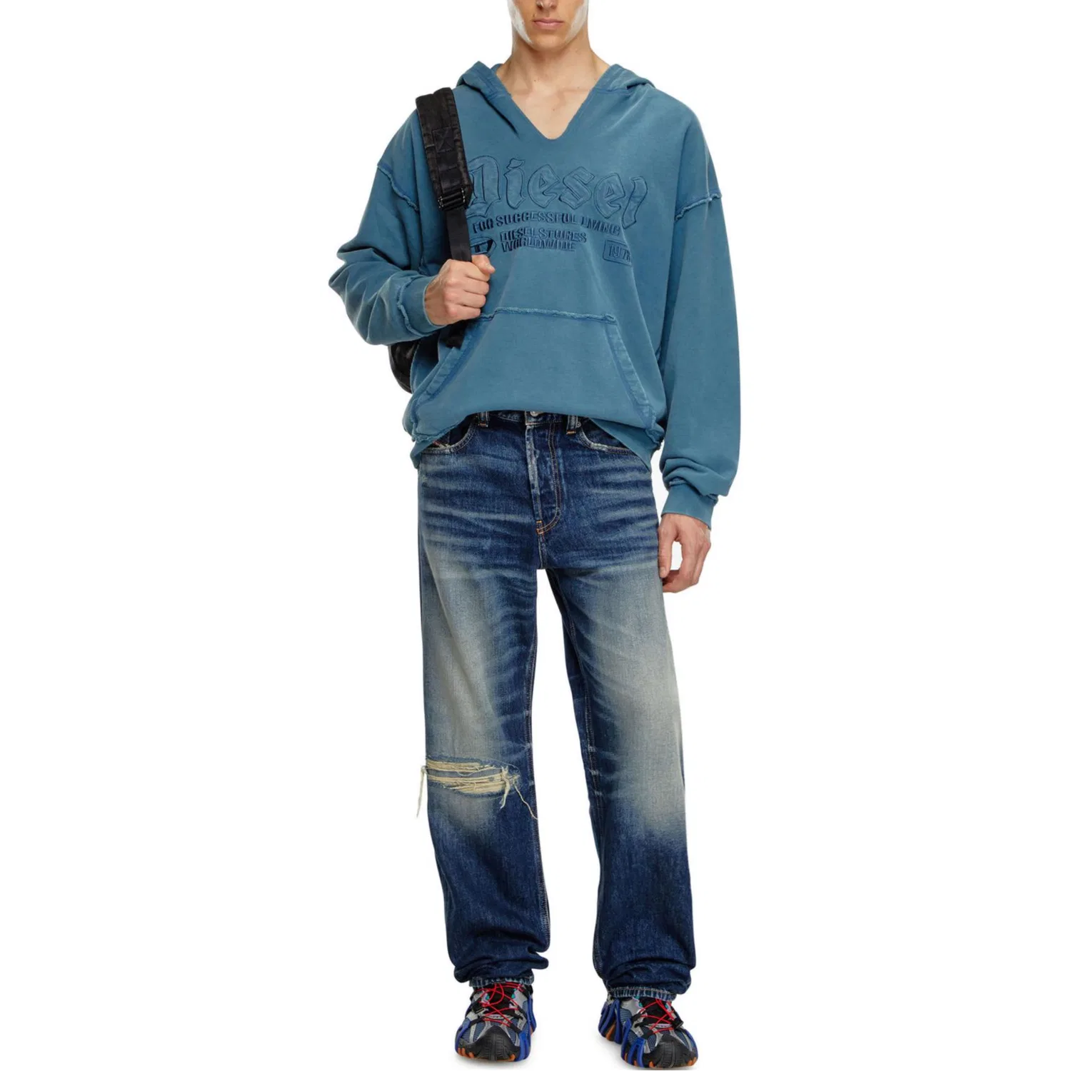 Джинсы прямого кроя DIESEL 2010 D Macs Distressed темно-синие — фото 3