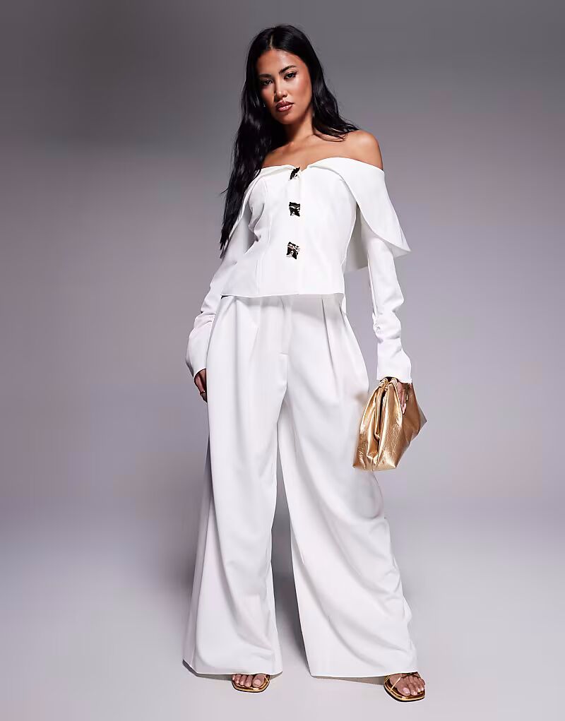 

Широкие брюки цвета слоновой кости Asos Luxe