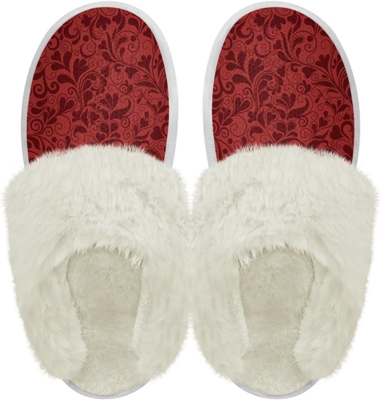 

Хлопковые тапочки с пушистыми краями, домашние тапочки для дома и улицы, хлопковые тапочки унисекс Pjheqoxe, красный