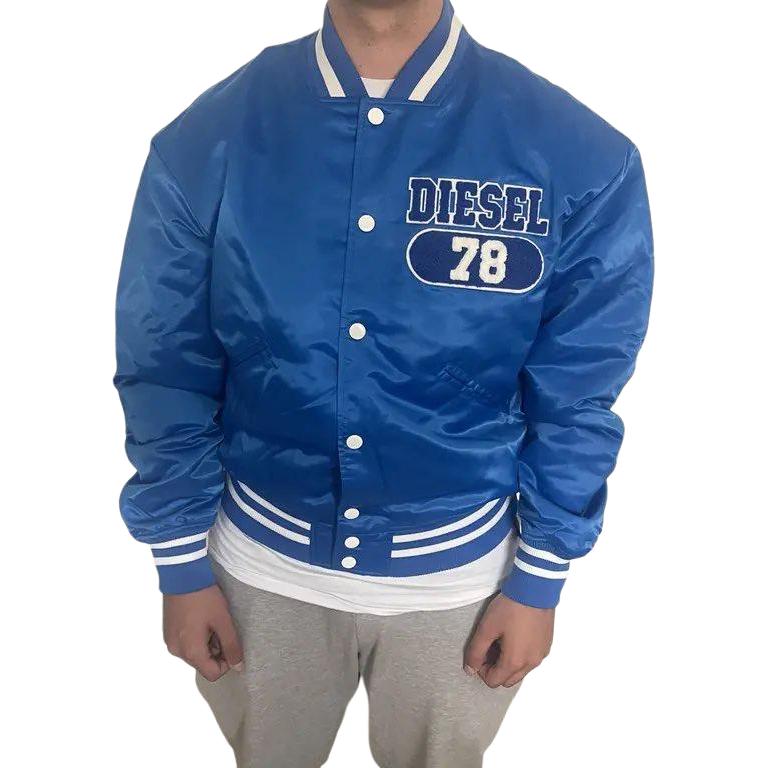 DIESEL Пуховик мужской Blue/Blue с воротником-стойкой — фото 3