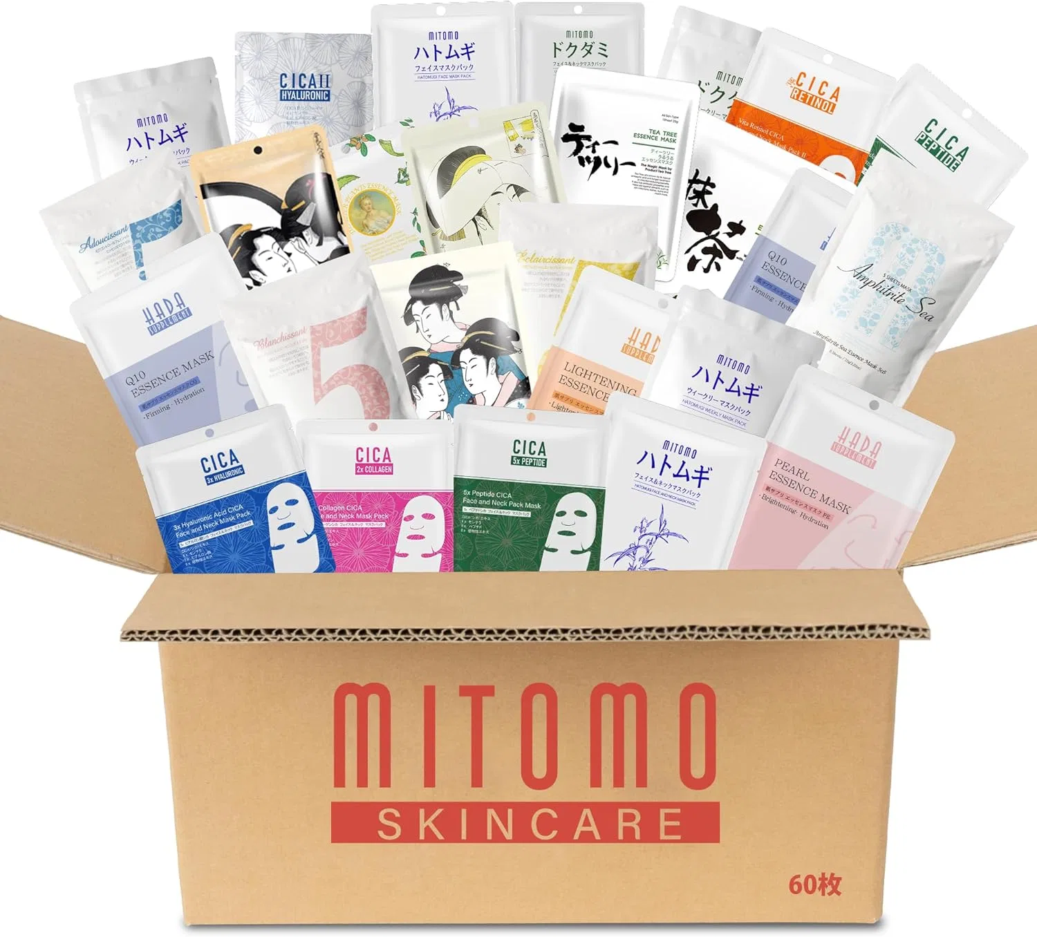 Набор Mitomo Skincare — Увлажняющих масок для лица , 60 шт