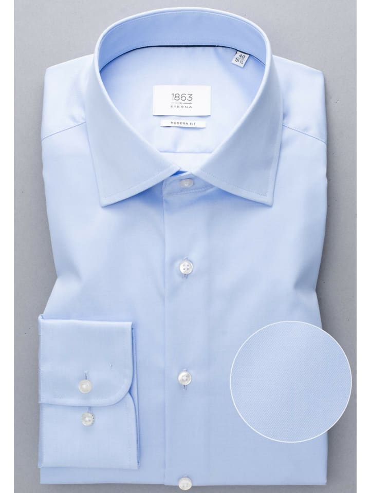 

Мужская деловая рубашка с длинными рукавами светло-синего цвета Eterna
