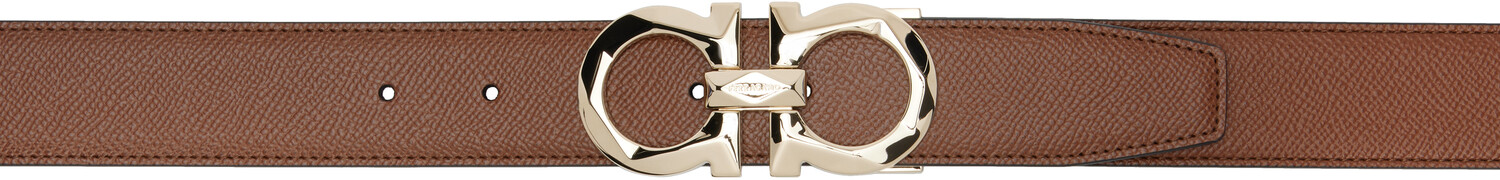 

Коричневый и черный регулируемый двусторонний ремень Gancini Ferragamo