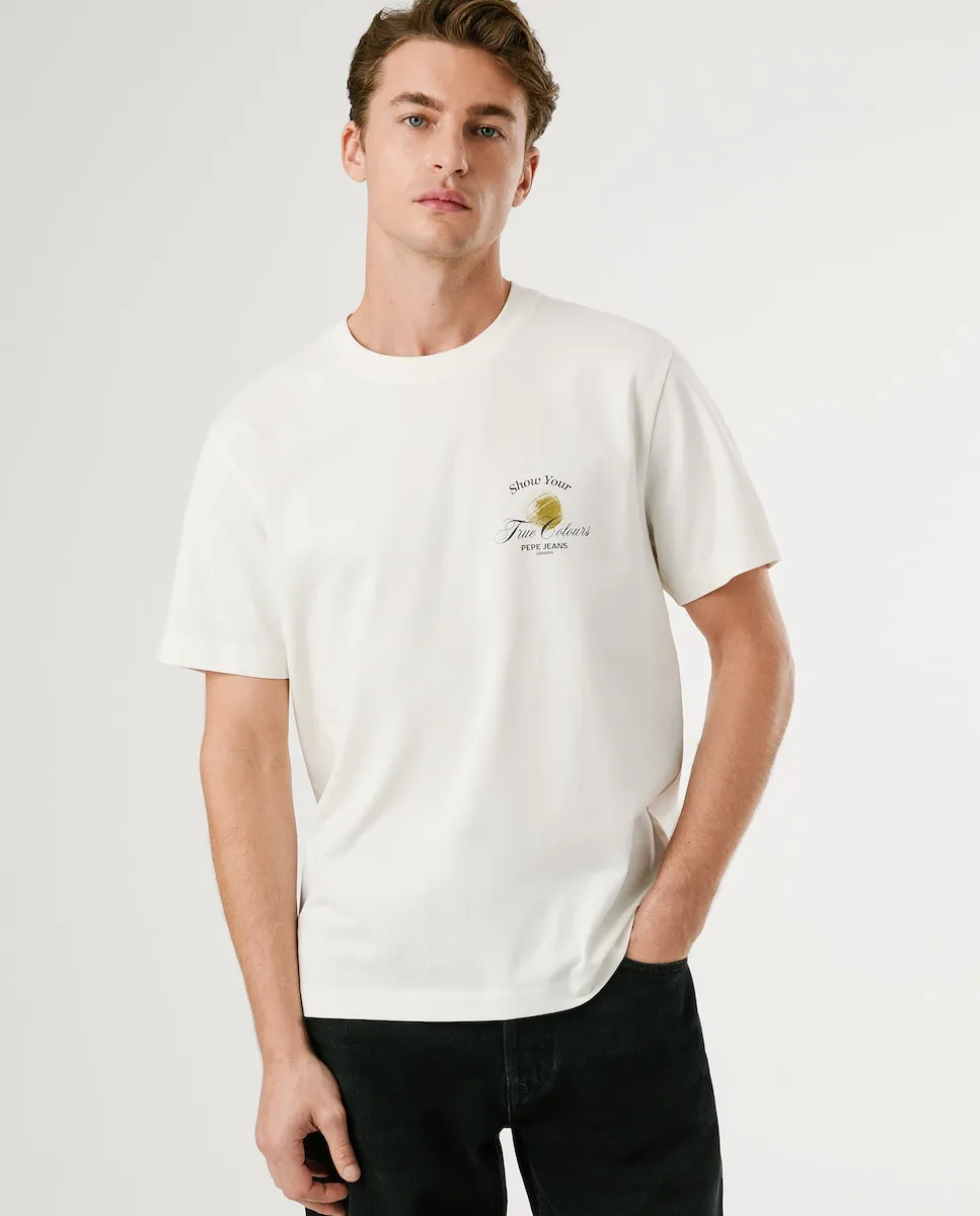 

Футболка мужская с коротким рукавом и печатным логотипом Pepe Jeans, белый