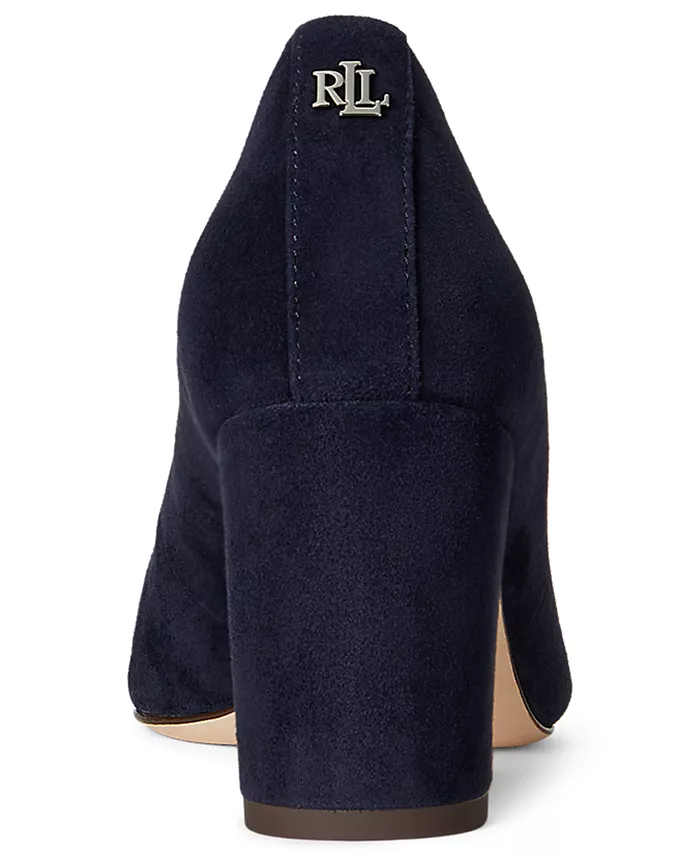 Женские туфли-лодочки Lanette на блочном каблуке из замши Lauren Ralph Lauren, синий — фото 4