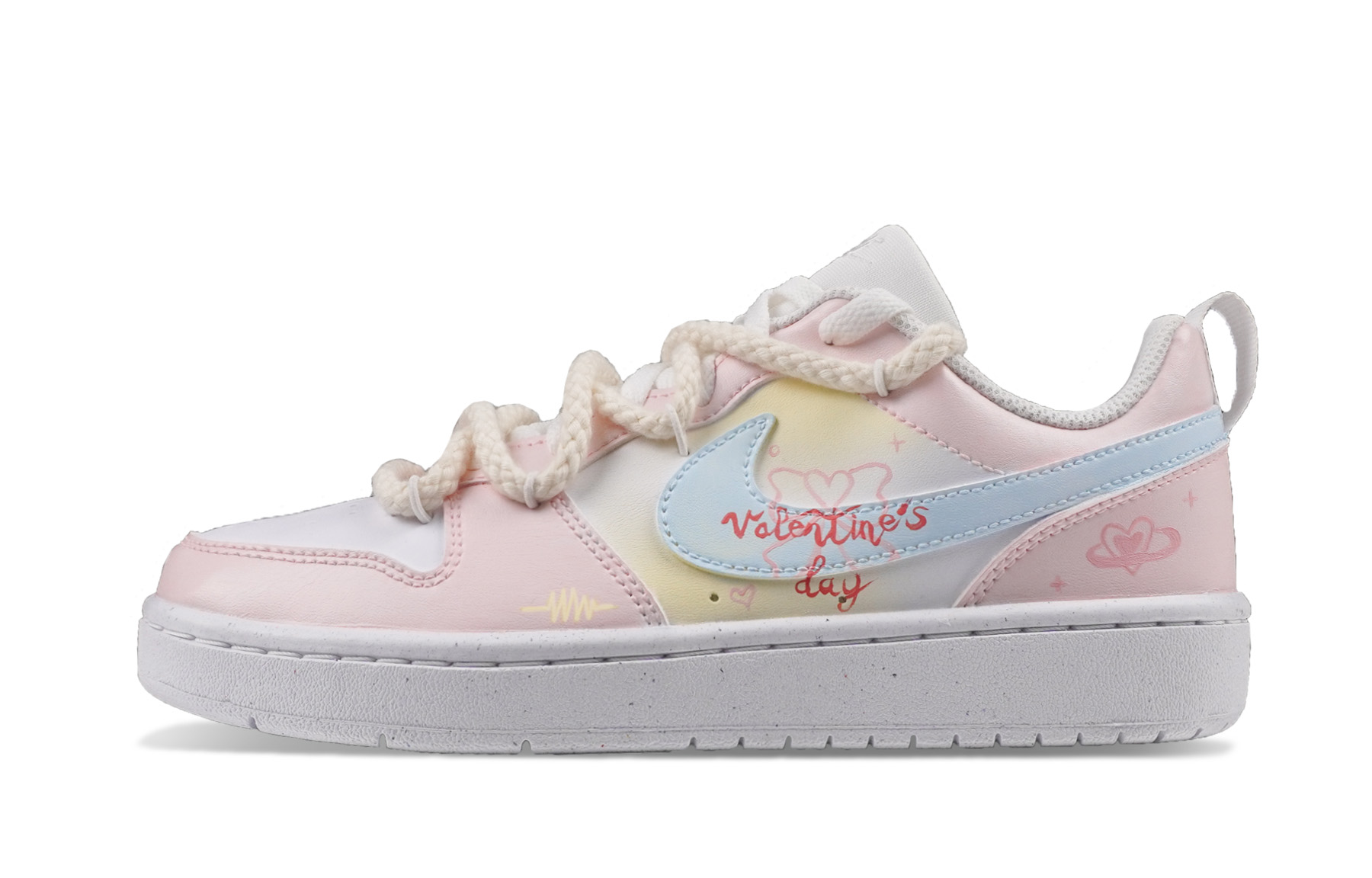 

Nike Кроссовки для скейтбординга Court Borough Fresh Girlish Heart, устойчивые к истиранию, низкие, детские, Pink, Unisex