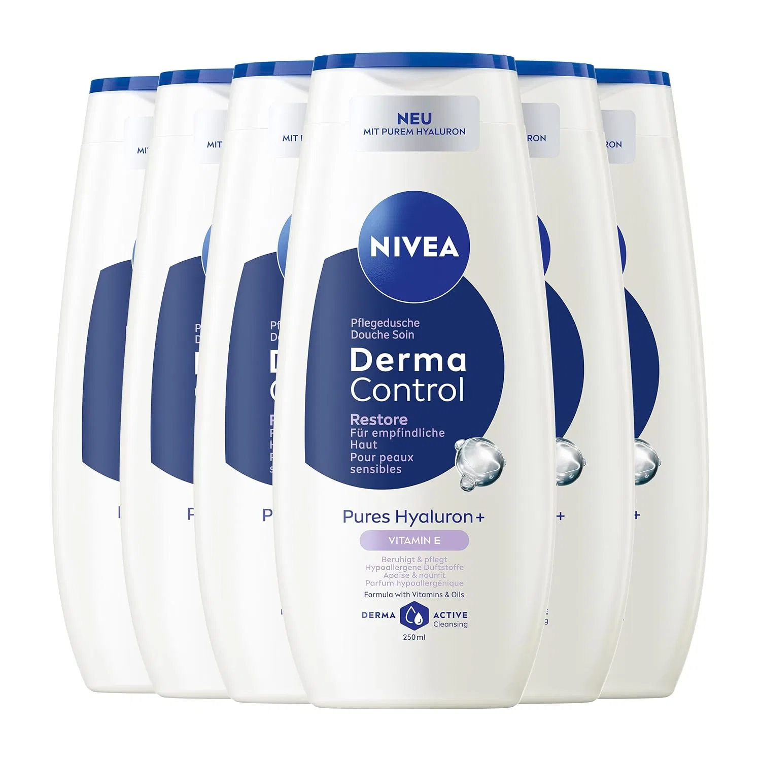 Питательный гель для душа NIVEA Derma Control Restore с гиалуроном и витамином E Nivea