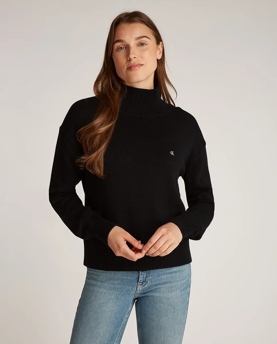 

Женский хлопковый свитер с логотипом Calvin Klein Jeans, черный