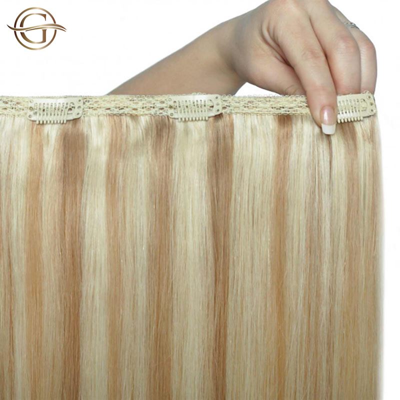 Накладные волосы gold24 clip-in extensions #4 braun - 60 cm Gold24, #27/613 hellblond mix - 50 cm, количество 1 шт. — фото 2