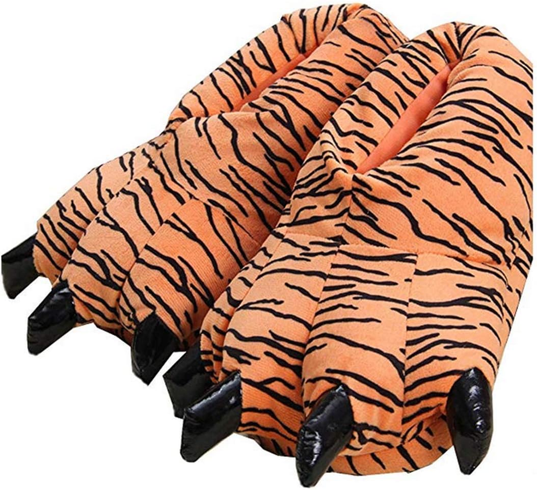 

Домашние плюшевые тапочки HengQiu унисекс с дизайном динозавровых лап и когтей- мягкие и теплые, Tiget