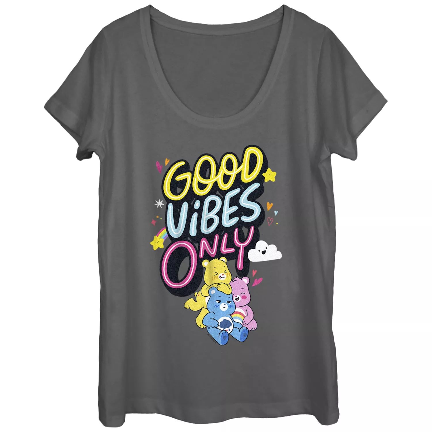 

Футболка с овальным вырезом и графическим принтом Care Bears Good Vibes Only для юниоров Licensed Character