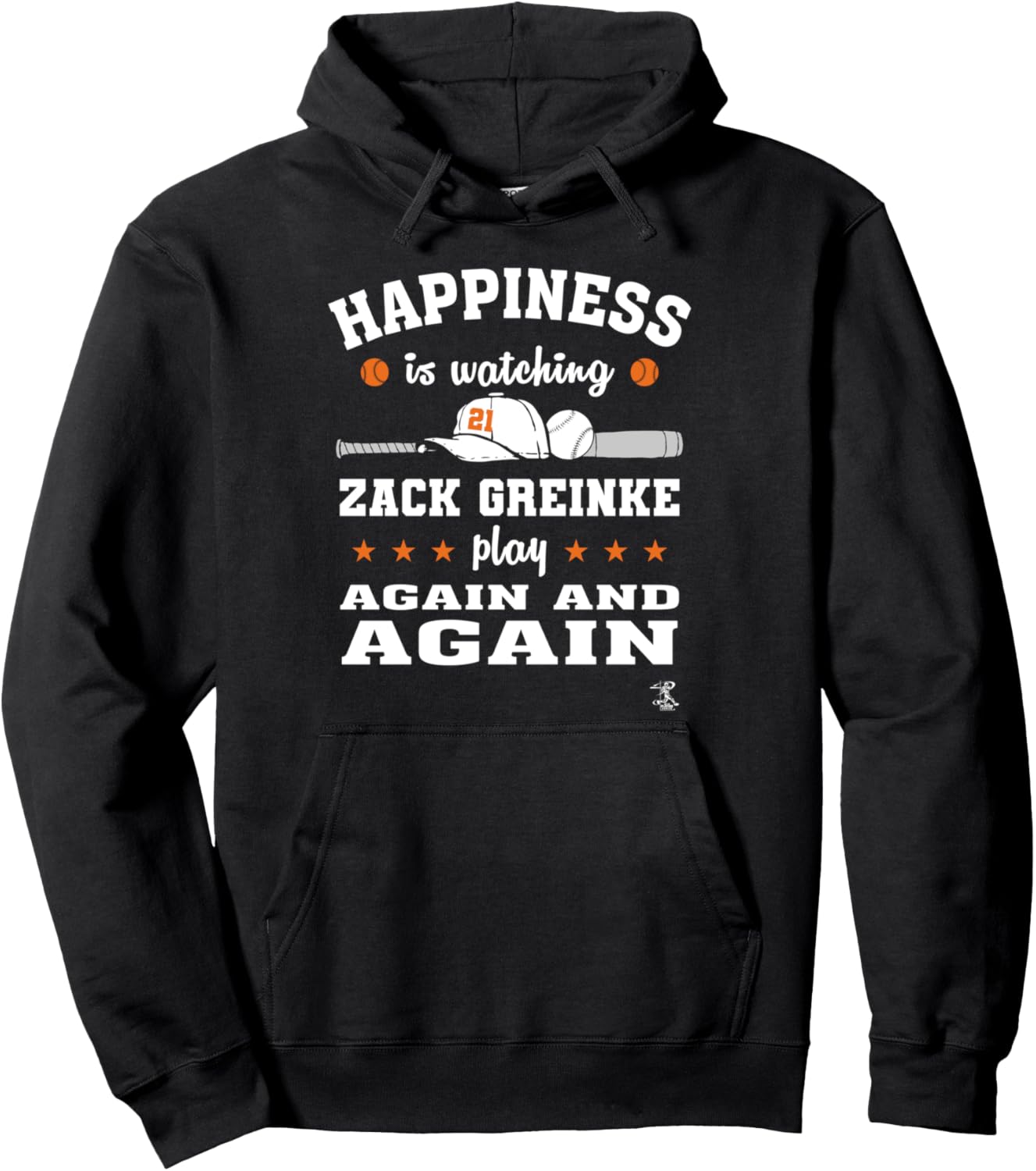 

Толстовка с надписью «Zack Grinkke Happy is watching Game Day Hoodie, Black» Ballpark Mvp, черный