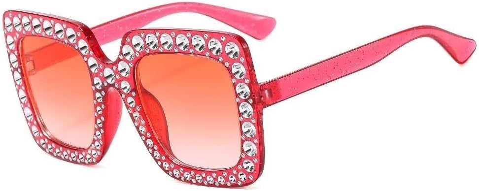 

Квадратные солнцезащитные очки со стразами для женщин, большие солнцезащитные очки с кристаллами, винтажные, с защитой от УФ-излучения UV400, в стиле уличной моды LXLHWN, One Color