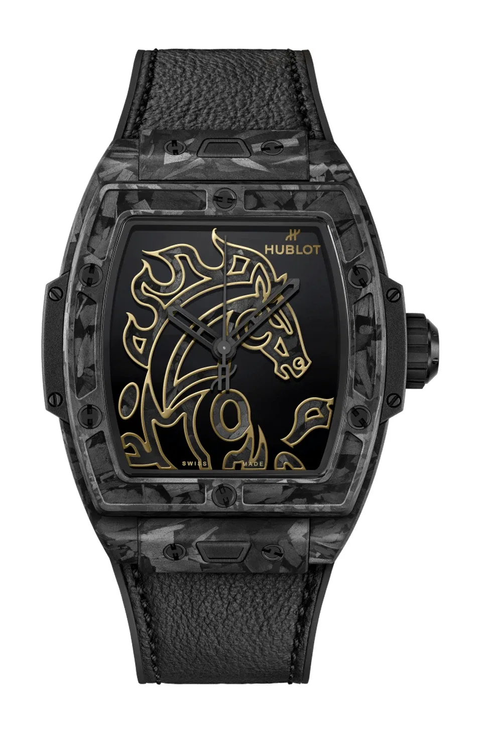 SPIRIT OF BIG BANG ГОД ЛОШАДИ FROSTED CARBON 42 ММ - ЛИМИТИРОВАННАЯ СЕРИЯ - 646.QK.1230.VR.CNY26 HUBLOT, золотой